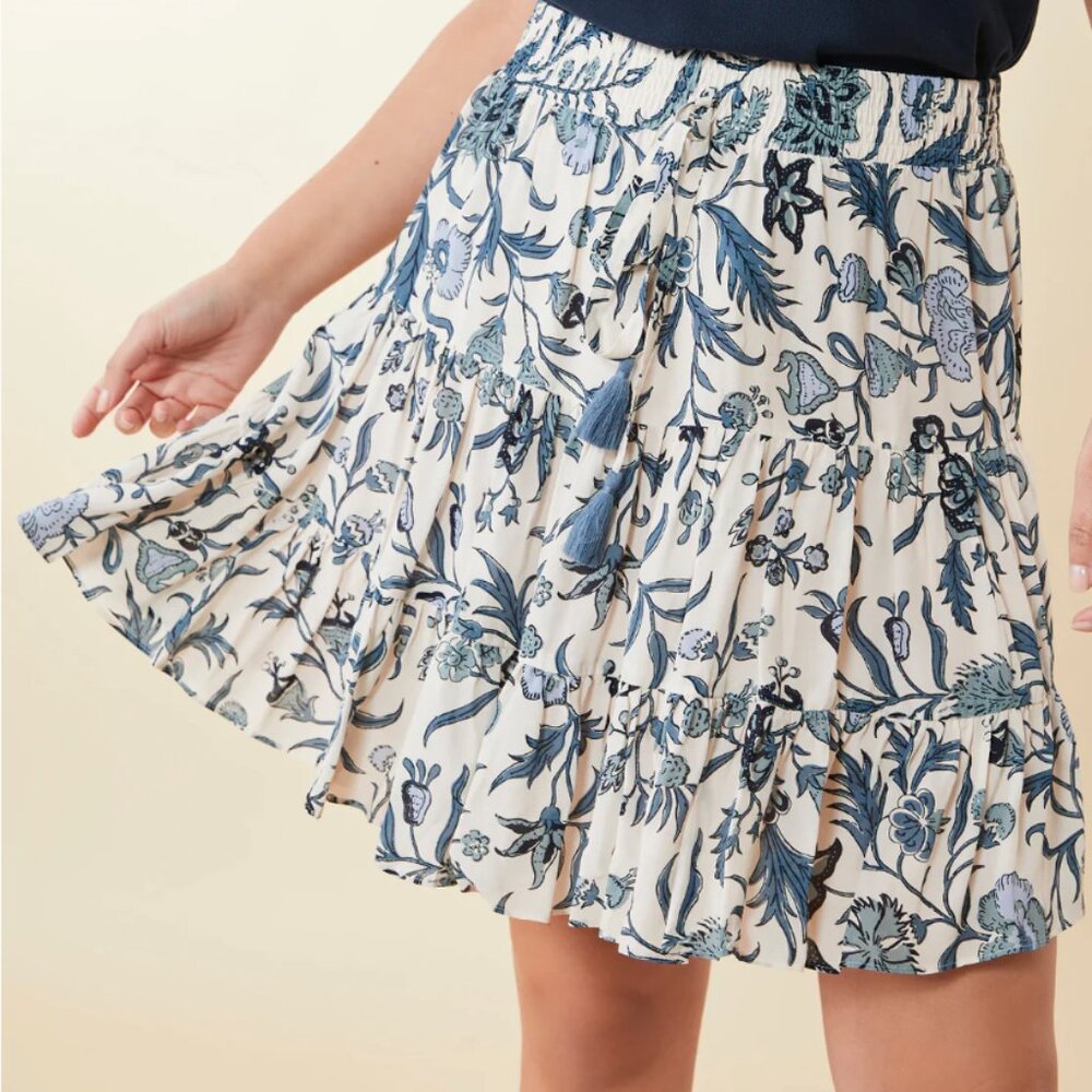 Spartina 449 Arlene Skirt Hamilton Floral Block Cream